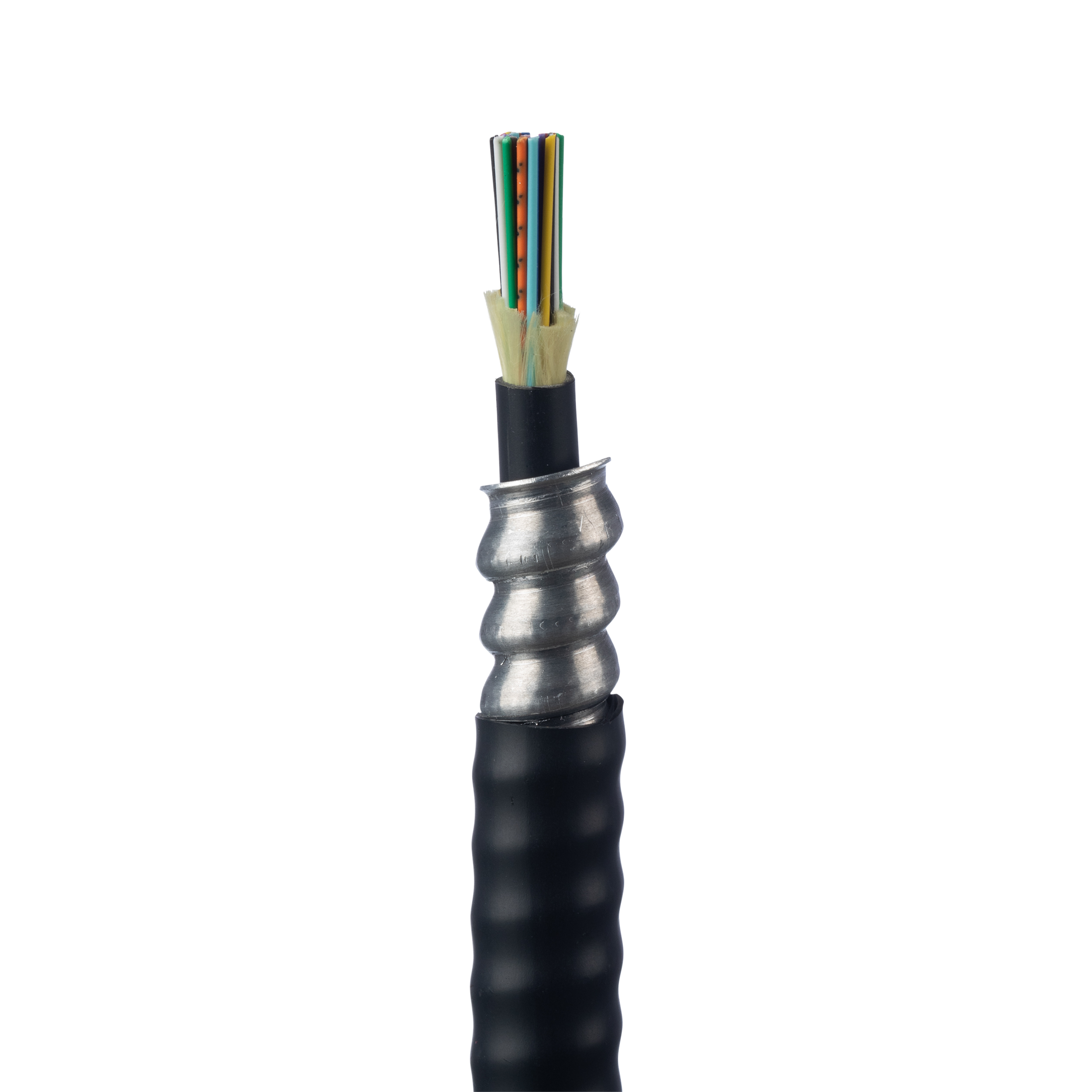 12 Fiber Cable, OM4, Indoor/Outdoor Armored TB, Plenum, 900um Buffered