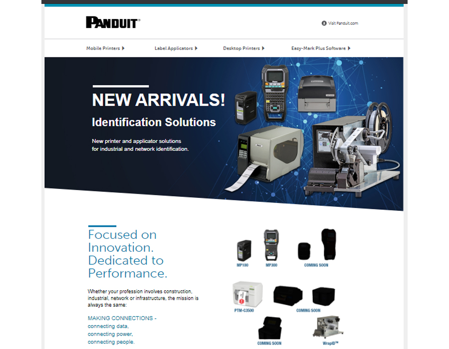 Image of Panduit Identification Solutions landing page