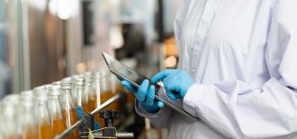 Workers in a food processing plant