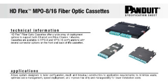 : A screenshot of the HD Flex MPO-8/16 Fiber Optic Cassettes spec sheet