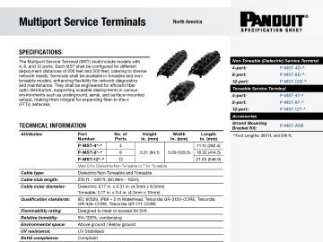 Multiport Service Terminal Specification Sheet Cover Page