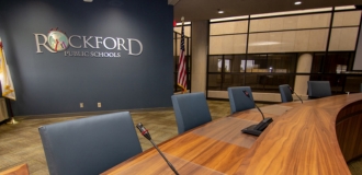 Inside Rockford Public Schools meeting room